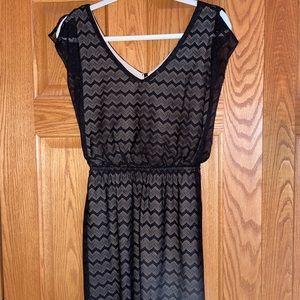 Black dress with cream underlay